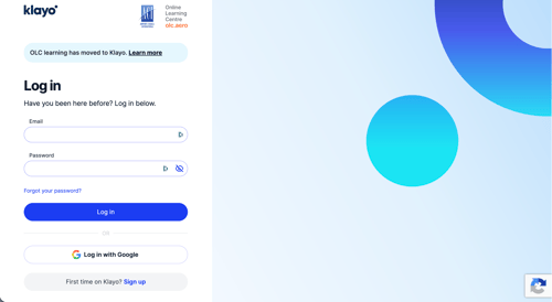 A screenshot of the login page for Klayo